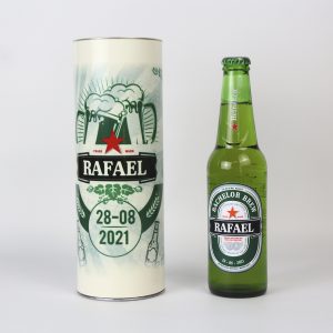 Cerveza con etiqueta personalizada con foto y frase para regalo