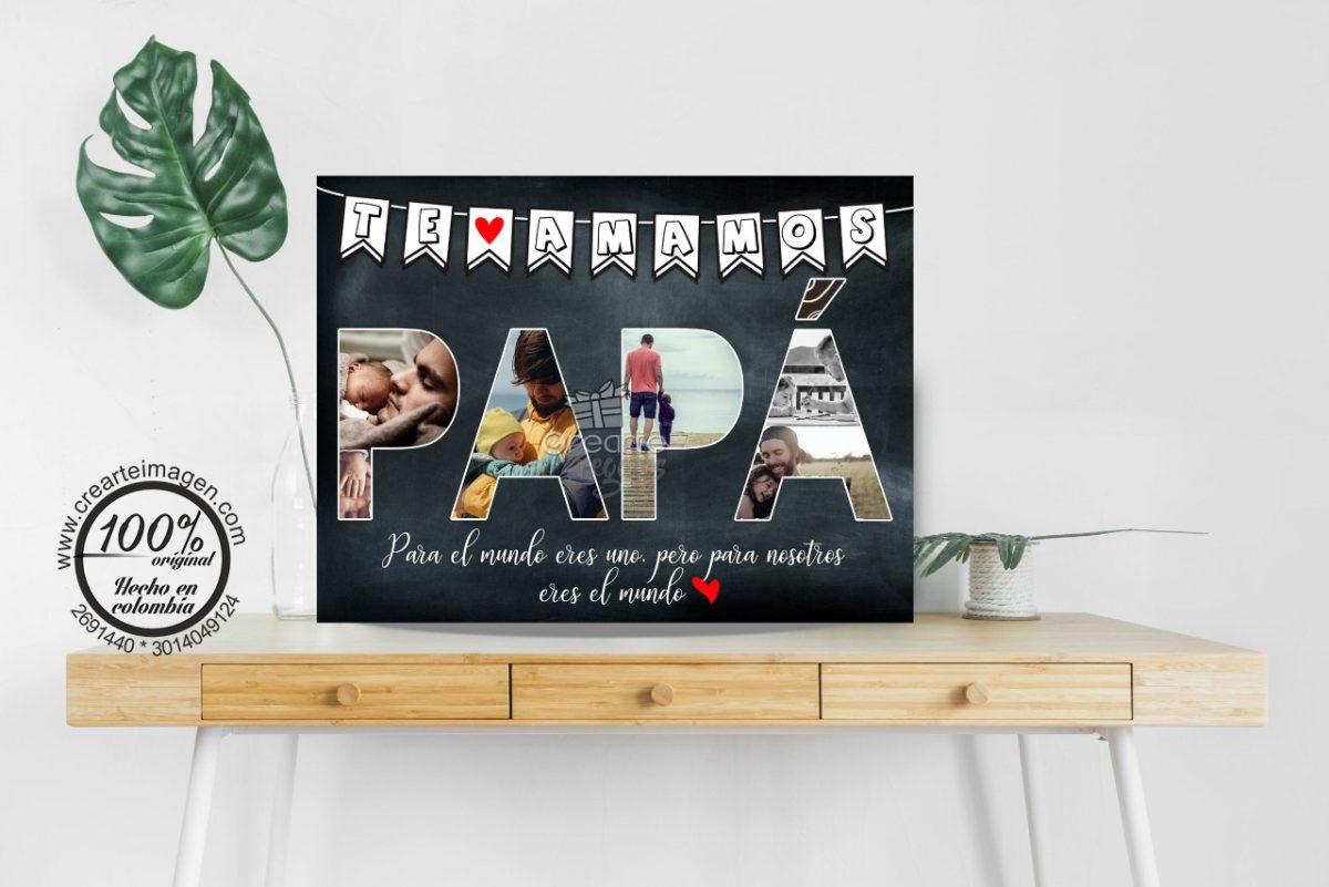 Collage papa personalizado horizontal 30x40 cm con fotos familiares