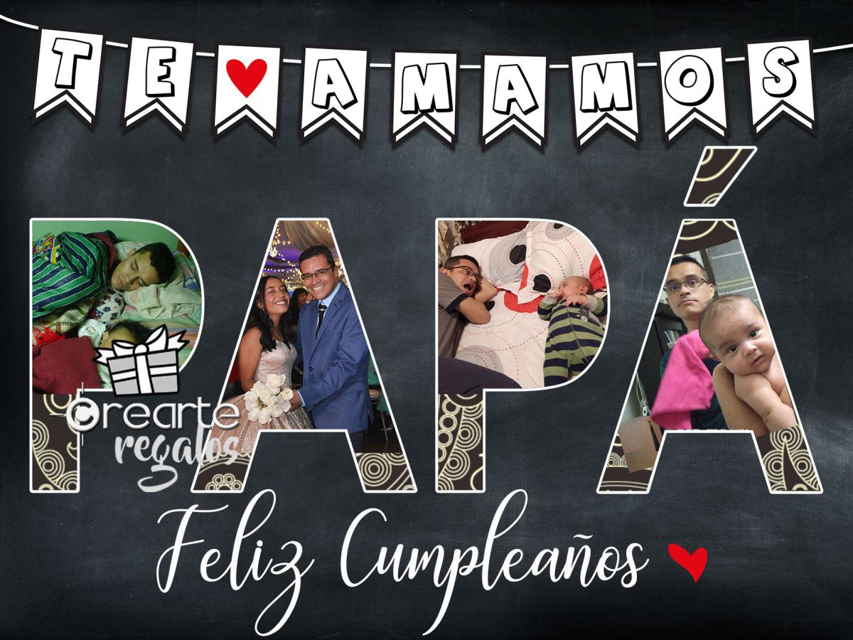 Collage papa personalizado horizontal 30x40 cm con fotos familiares